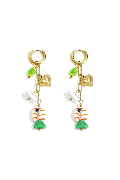 Oorringen met ketting en hangende charms