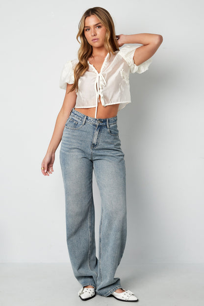 Eco-friendly Bohemian White Short Sleeve Top