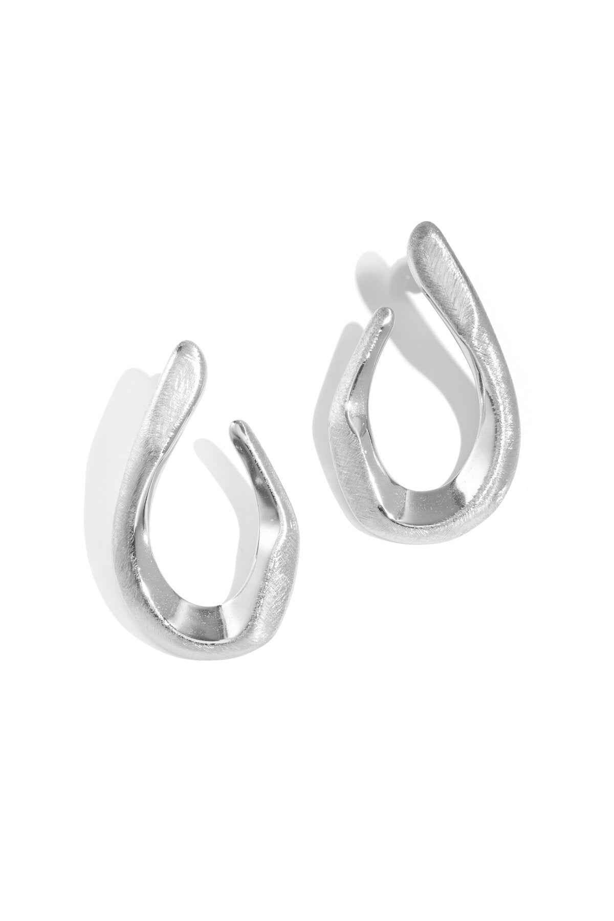 Lumé Irregular Shaped Stud Earrings, Silver & Gold