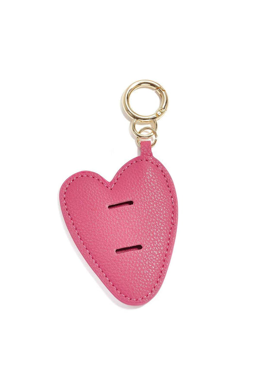 Charming Khaki & Rose Red Heart Bag Charms for Women