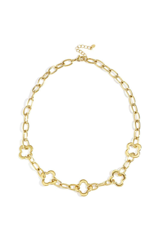 Elegant Gold & Silver Clover Chain Necklace
