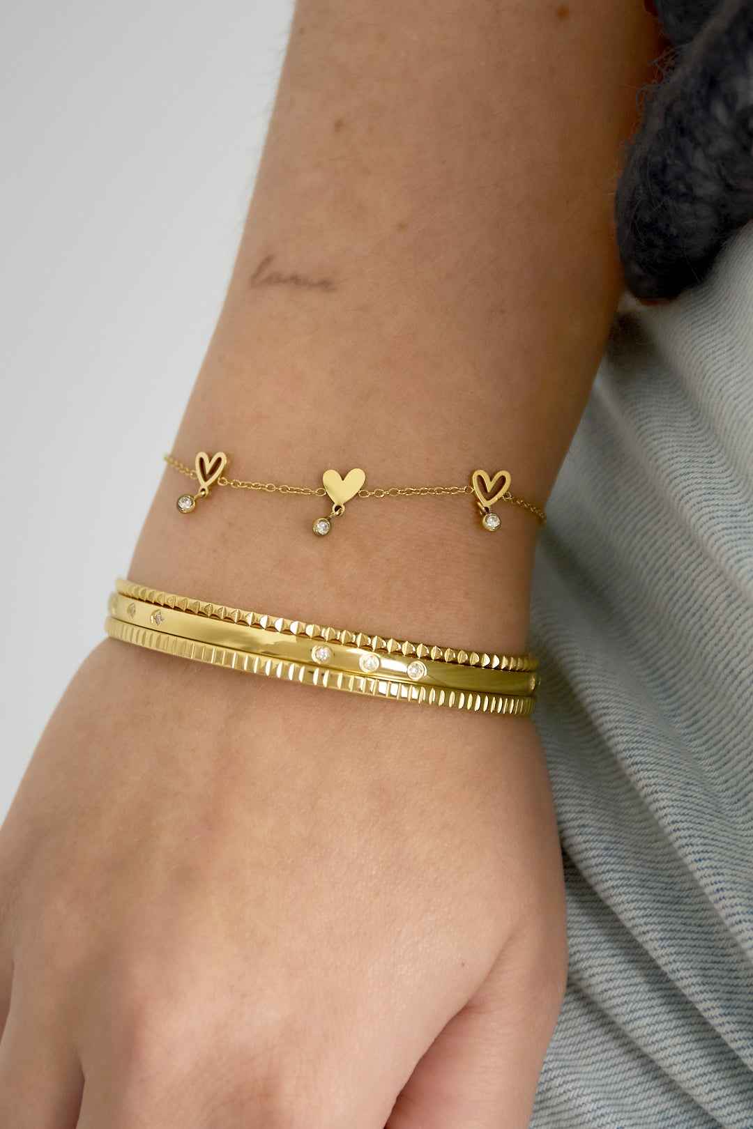 Roestvrijstalen kettingarmbanden met hart, casual, dagelijks, eenvoudig, serie, damessieraden