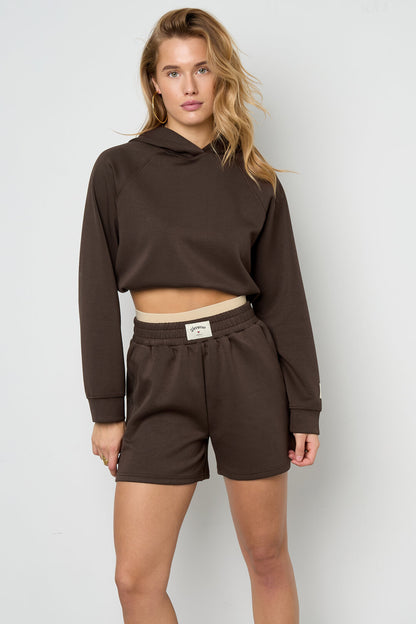 Stylish All-Fit Knitted Hoodie in Navy & Brown