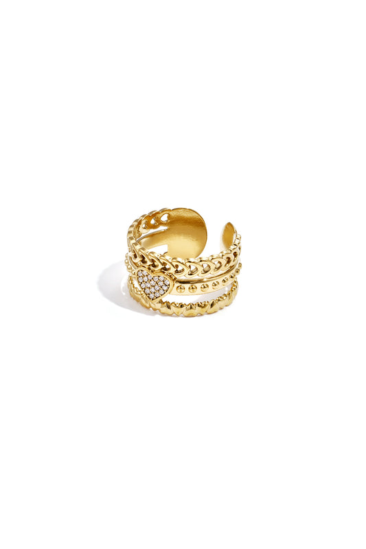 Statement ring met roos in hart