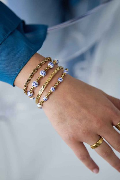 Armbanden van roestvrij staal met kralen, casual, dagelijks en eenvoudig, dames sieraden.