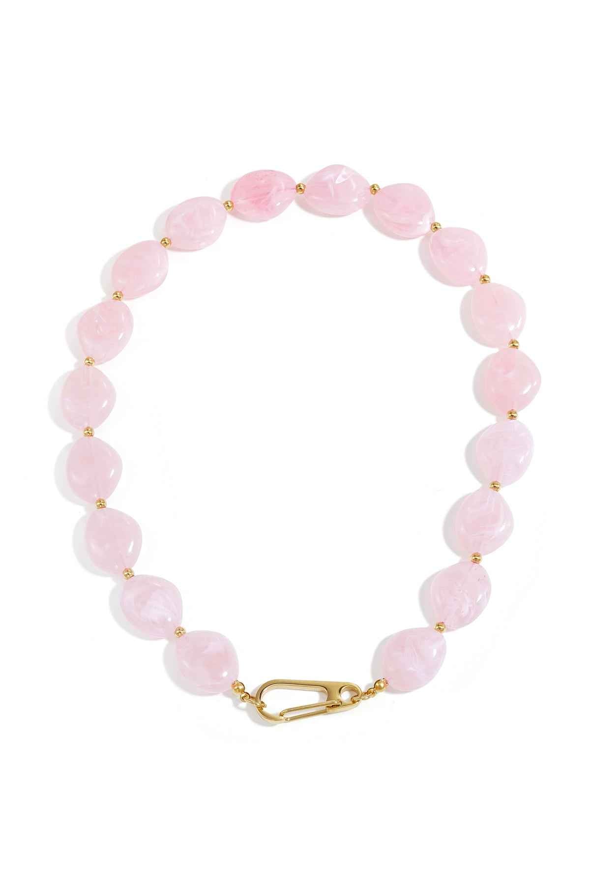 Bead necklace with front closure design