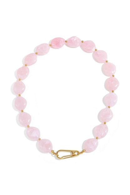 Bead necklace with front closure design