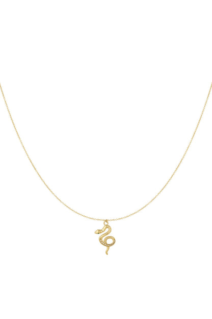 Elegant Rhinestone Snake Pendant Necklace, Silver & Gold