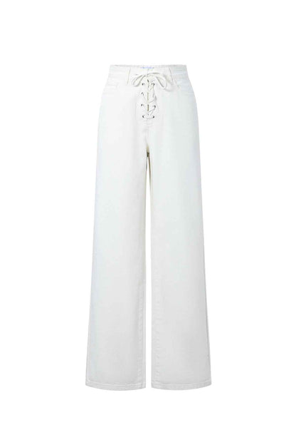 Jeans met vetersluiting