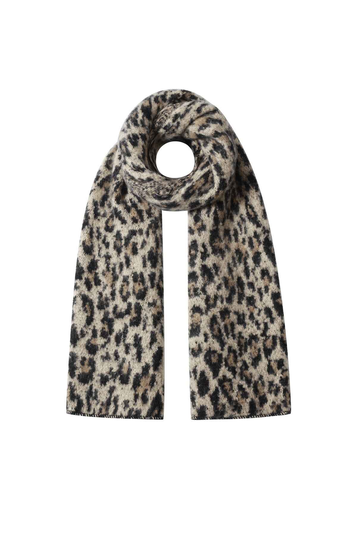 Stylish Khaki & Camel Leopard Print Winter Scarf for Women