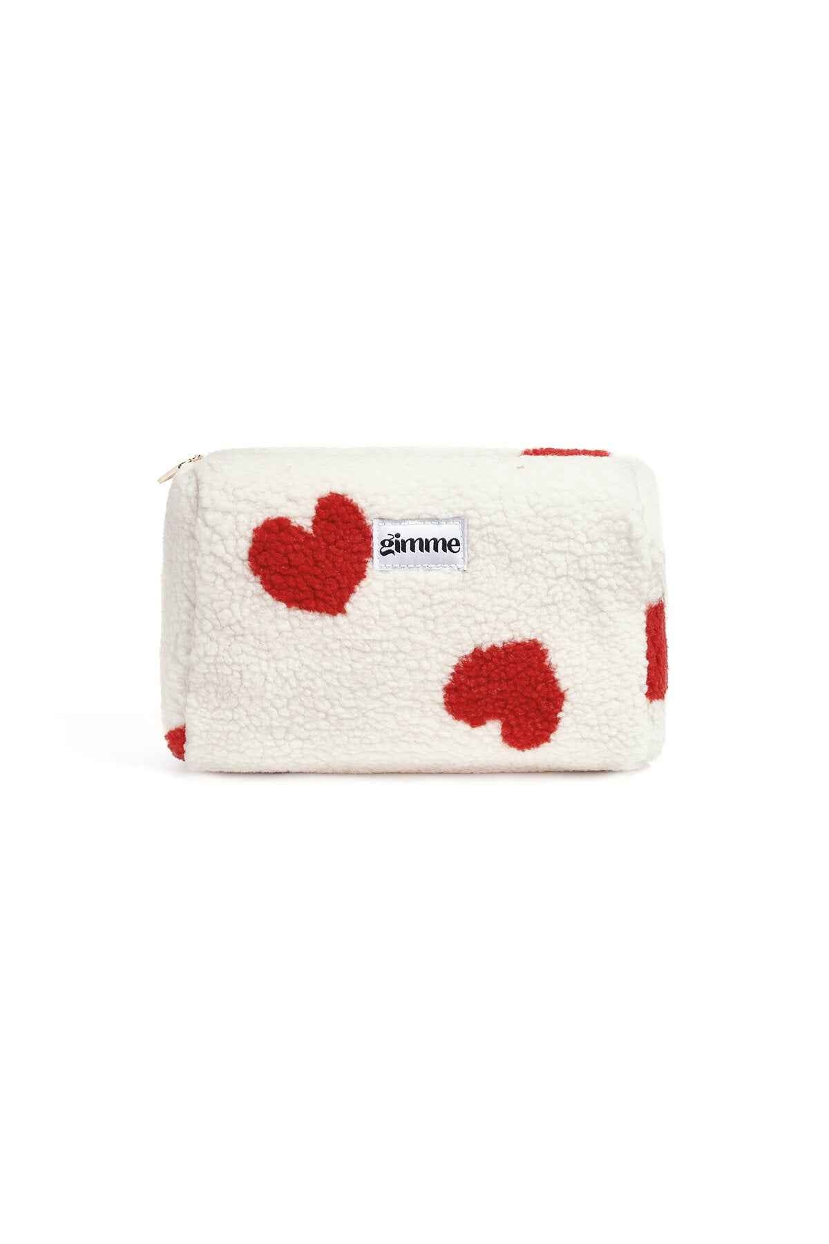Chic Pink & Beige Heart Makeup Bag for Spring/Summer
