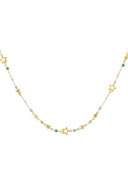 Stylish Pink & Green Star Chain Necklace for Women