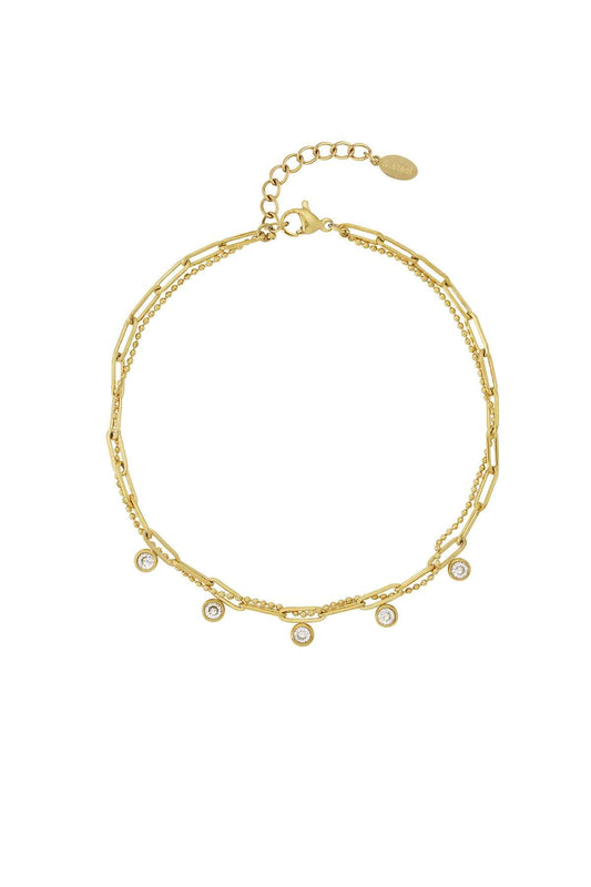 Elegant 14K Gold Plated Rhinestone Ankle Bracelet