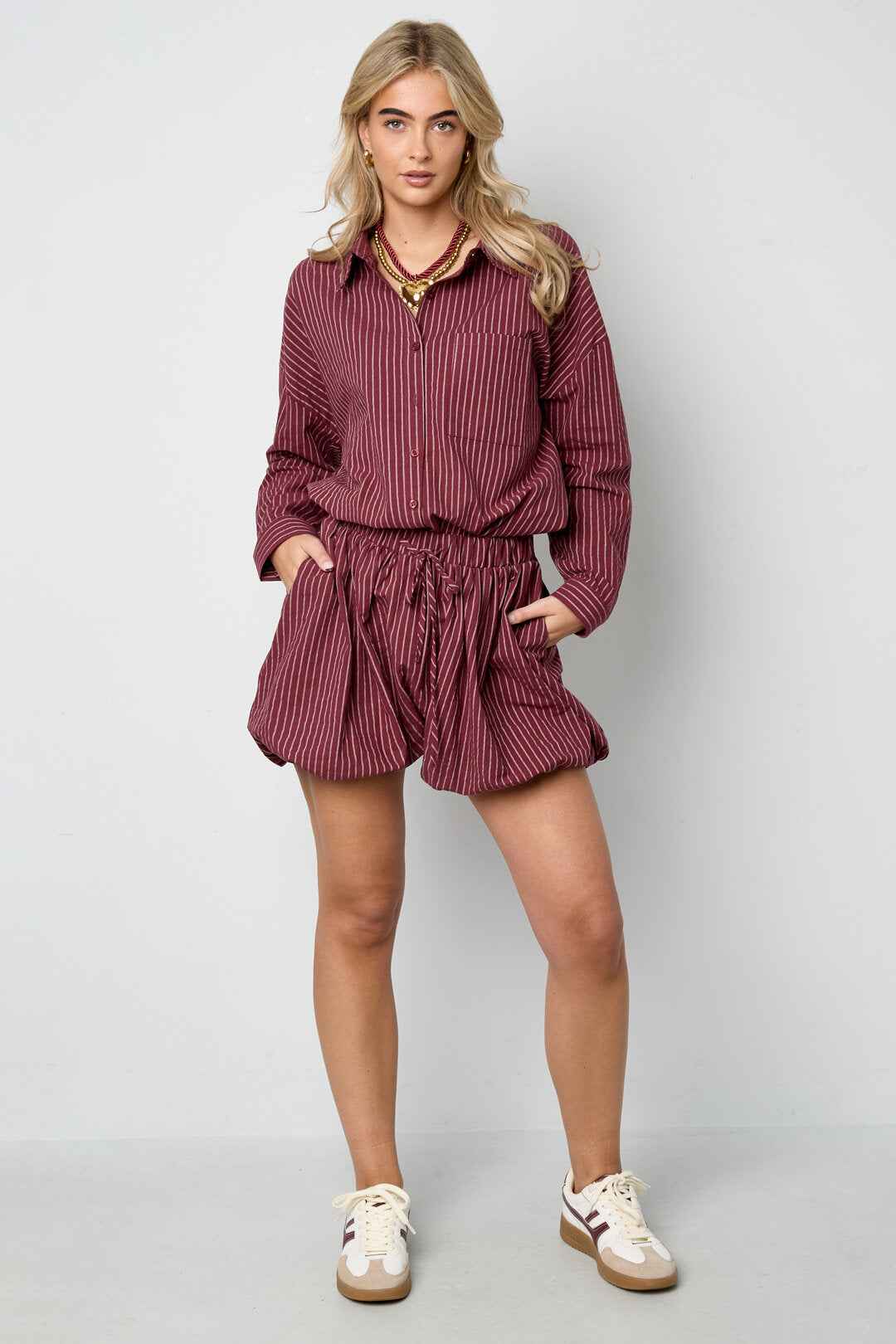 Woven Cotton Vrouwen Shorts Casual Stripes