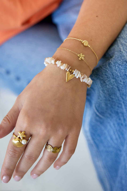Armbanden met stenen kralen, hartvormig, vakantiethema, dagelijkse romantische serie, damessieraden