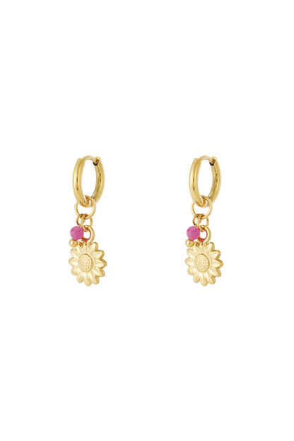 Elegant 14K Gold Plated Flower Drop Earrings