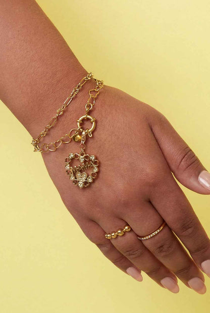 Armband met frontsluiting en hartvormige schakels