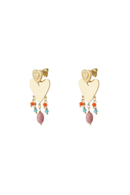 Charming 14K Gold Plated Heart Drop Earrings