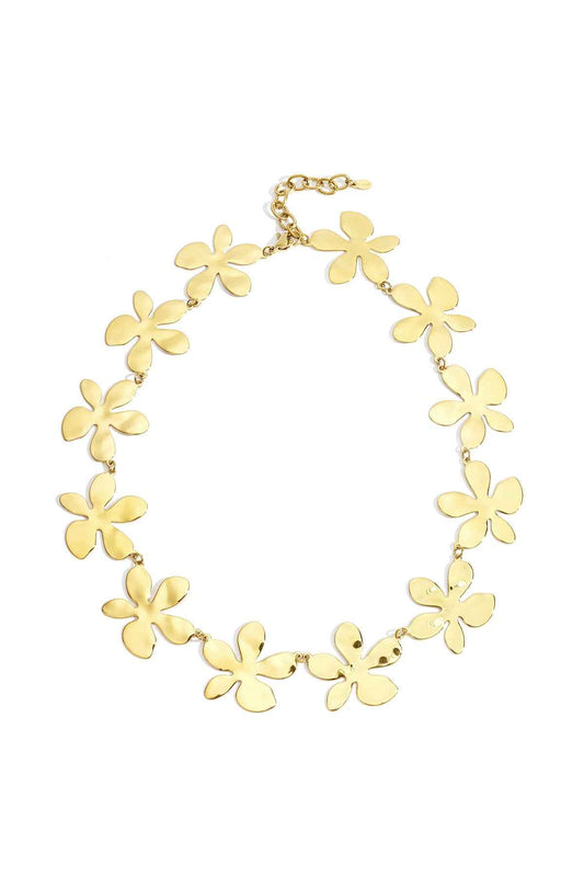 Elegant Gold-Toned Stainless Steel Flower Necklace