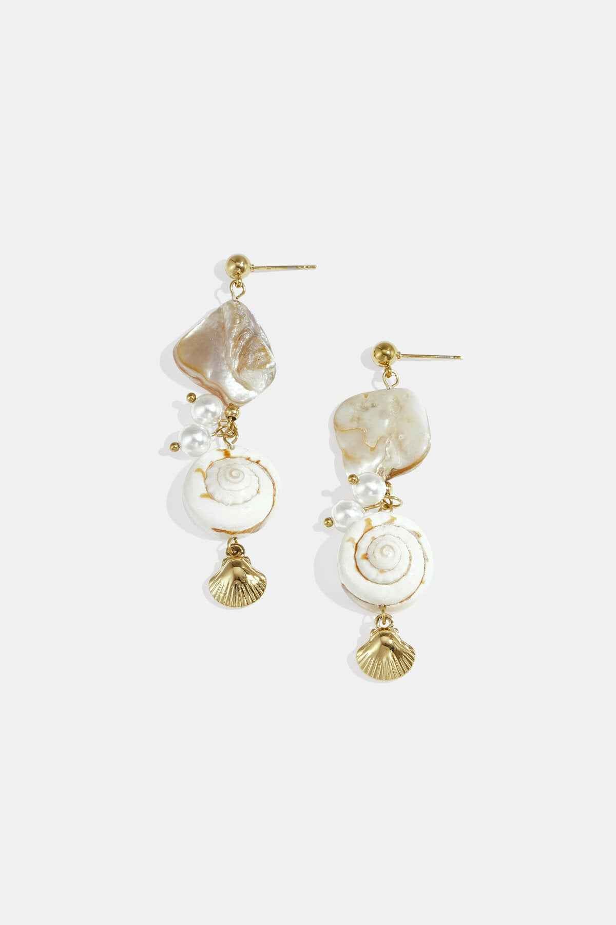 Oorbellen van roestvrij staal met schelpjes, uit de Vacation Daily Romantic-serie voor dames.