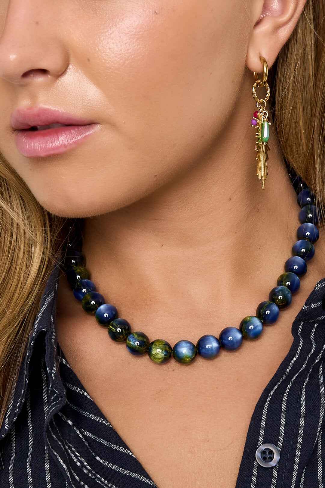 Chic Resin & Stainless Steel Beaded Necklace