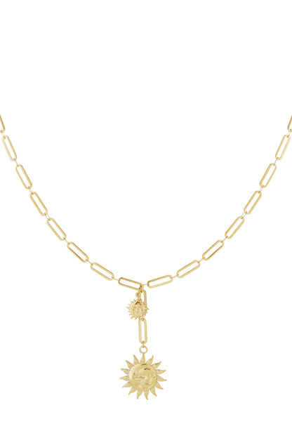Elegant 14K Gold Plated Sun Pendant Necklace