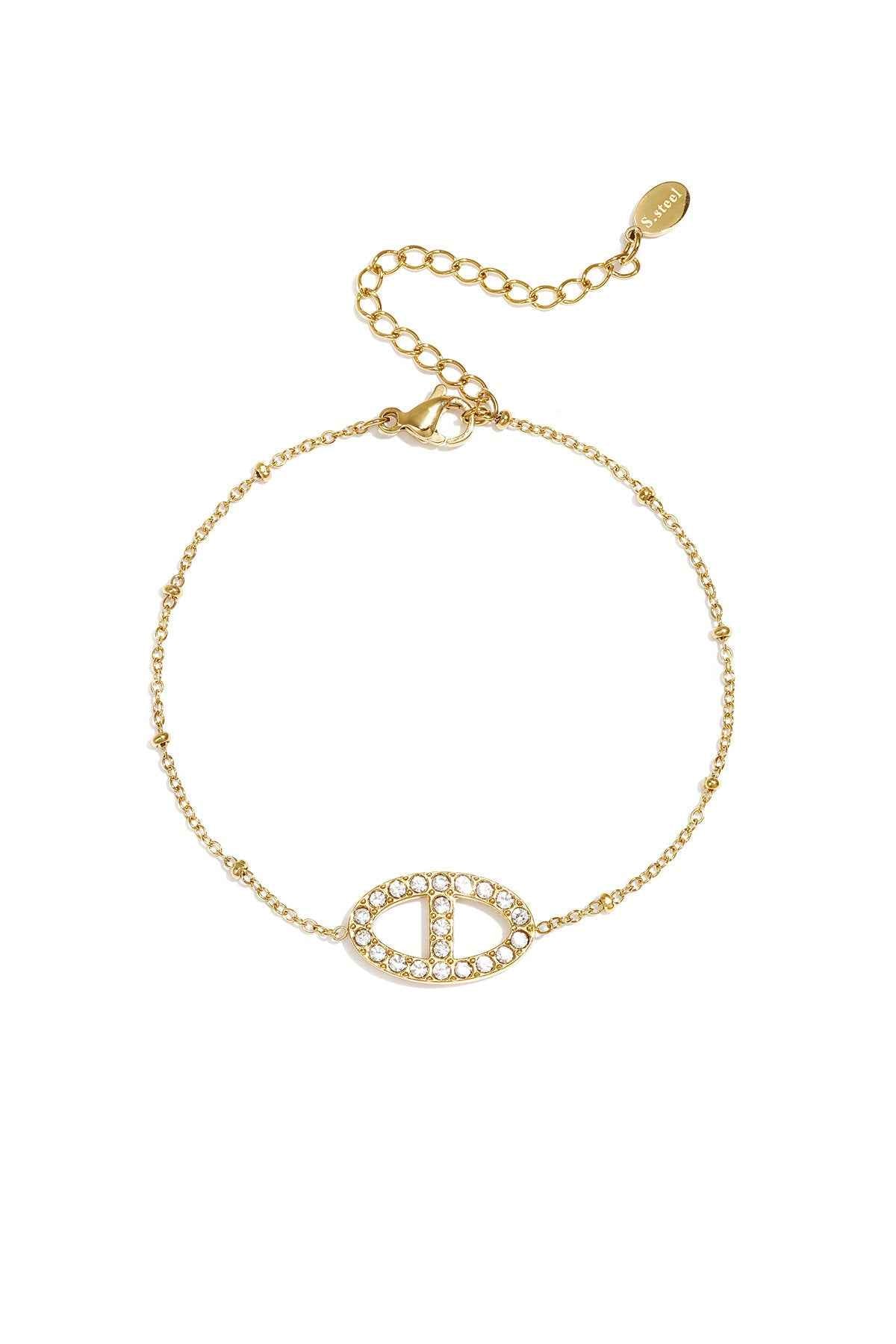 Armband met steentjes in ovale charm