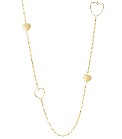 Elegant 14K Gold Plated Heart Long Necklace