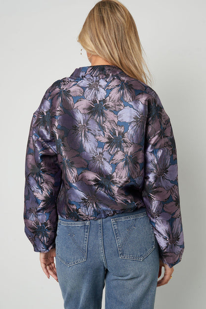 Chic Floral Print Woven Jacket for Fall/Winter