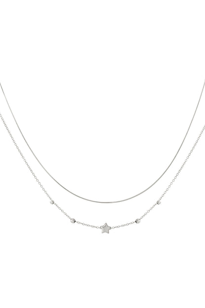 Elegant Star Layered Necklace in Silver & Gold