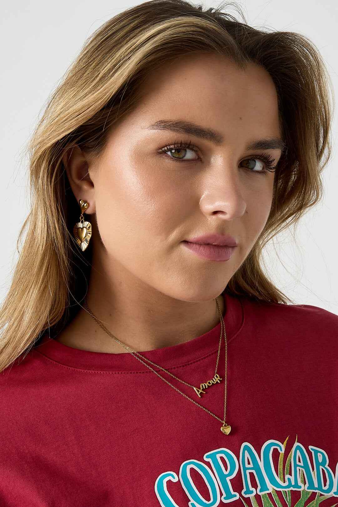 Gelaagde ketting amour met hart