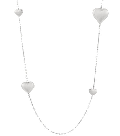 Elegant 70cm+ Long Heart Necklace in Silver & Gold