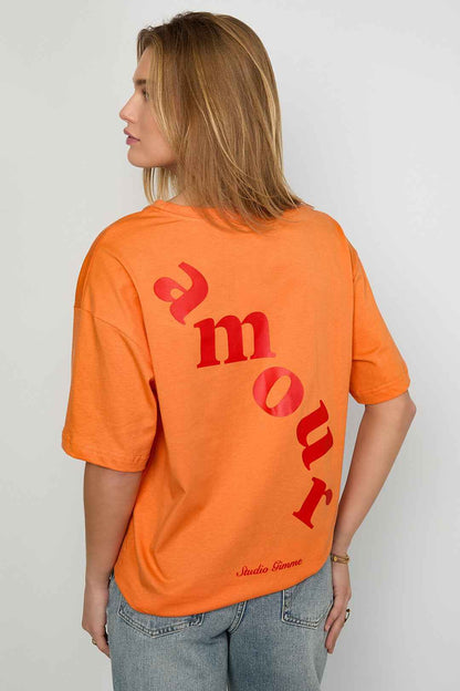 Gimme All Fit Casual Cotton T-Shirt in Orange & Red