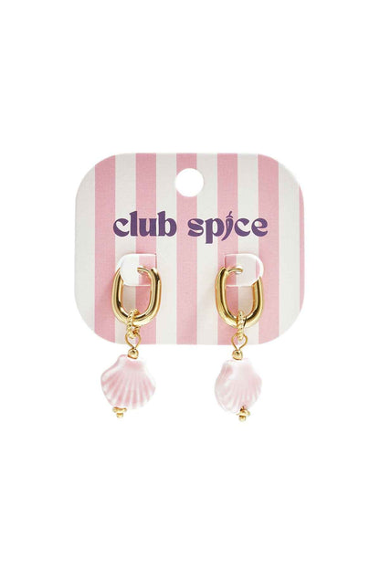 Squoval oorbellen met hangende schelp