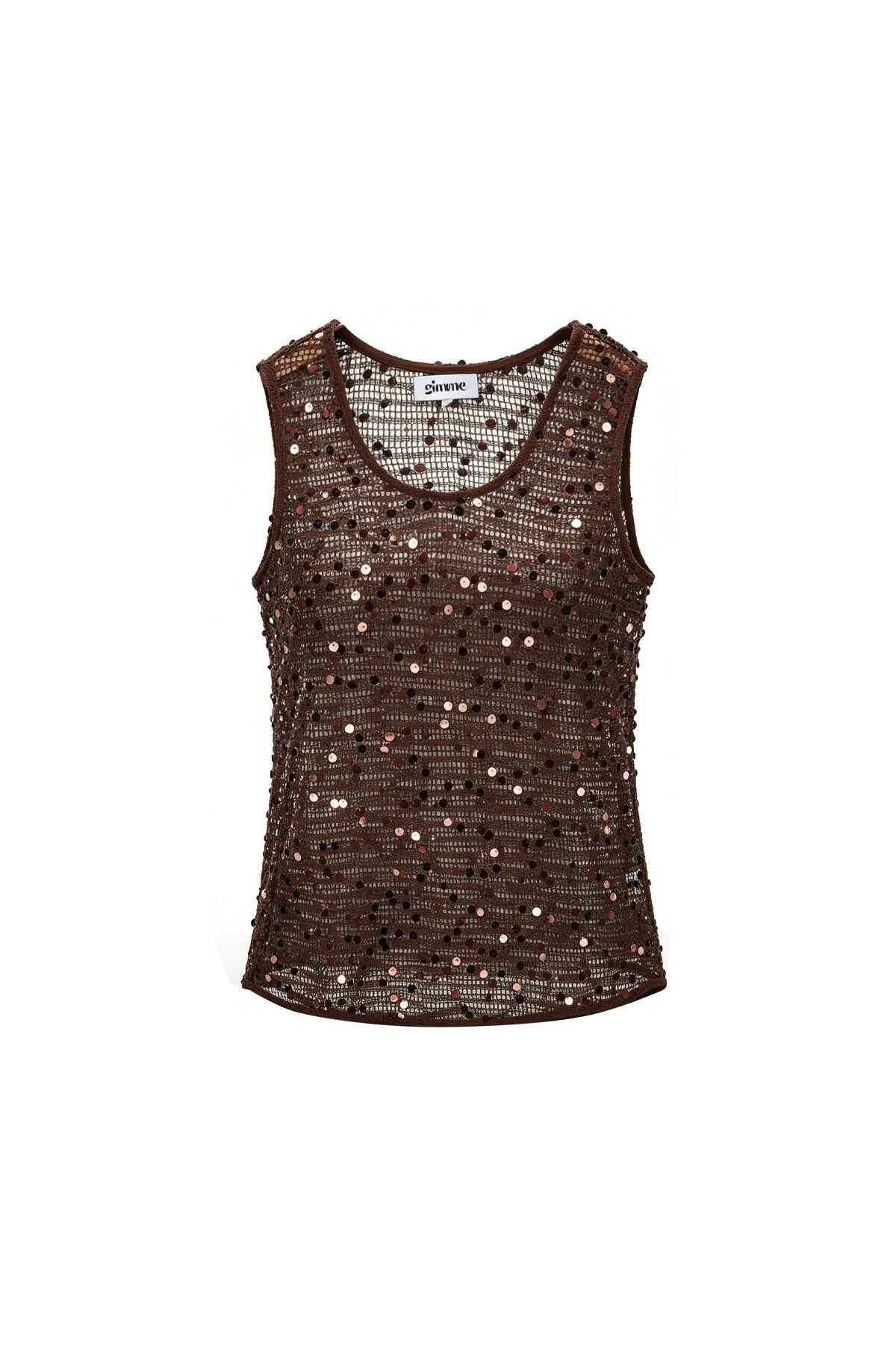 Gehaakte strand top met glittter detail