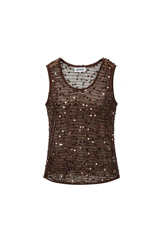 Gehaakte strand top met glittter detail