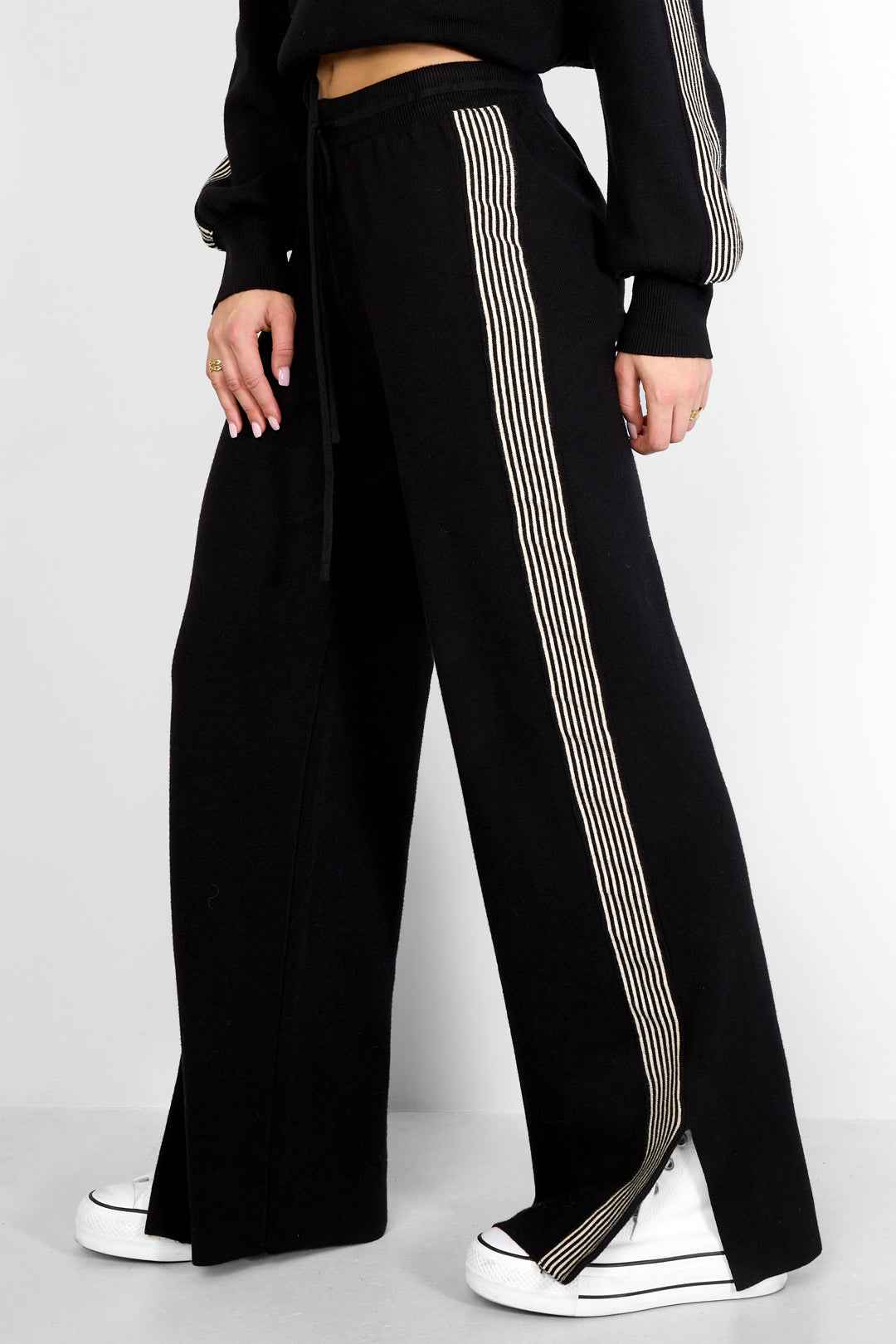 gebreide broek met strepen