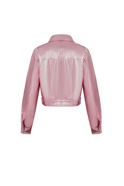 Stylish Pink PU Jacket for Women