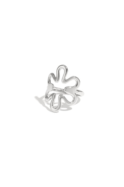 Elegant Adjustable Flower Ring - Silver & Gold