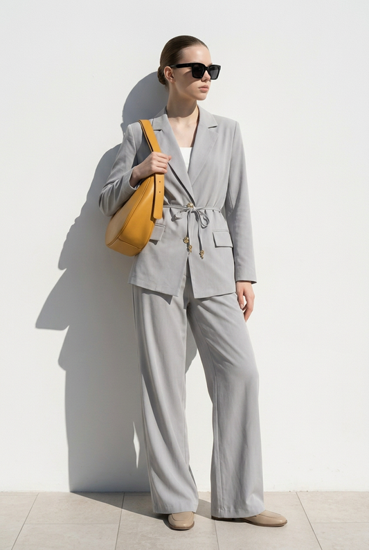 2-Delige Blazer Set Grijs