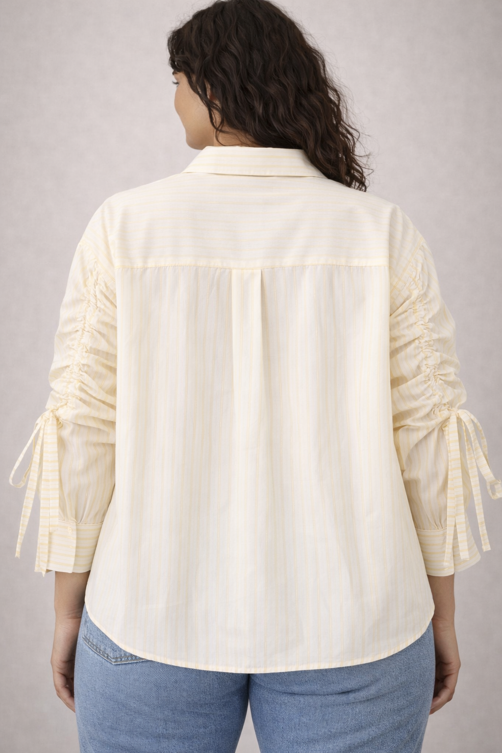 Azzurro blouse achterkant geel gestreept
