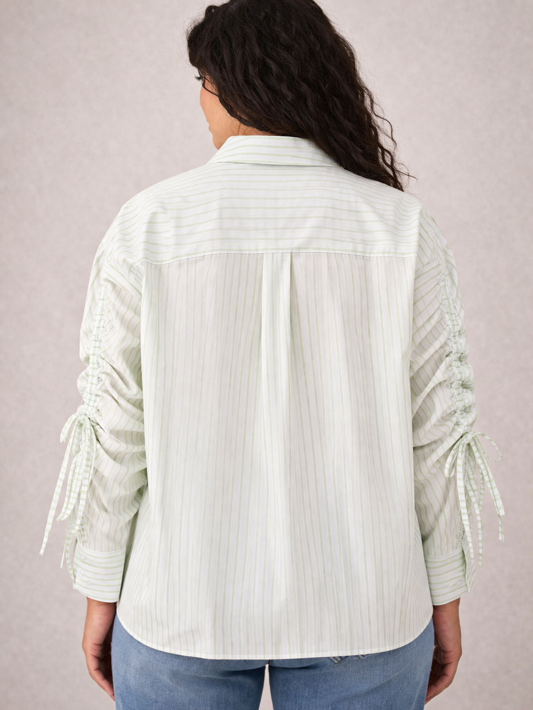 Azzurro blouse achterkant groen gestreept
