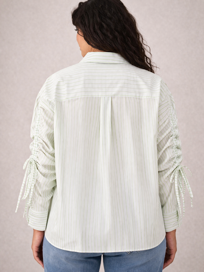 Azzurro blouse achterkant groen gestreept
