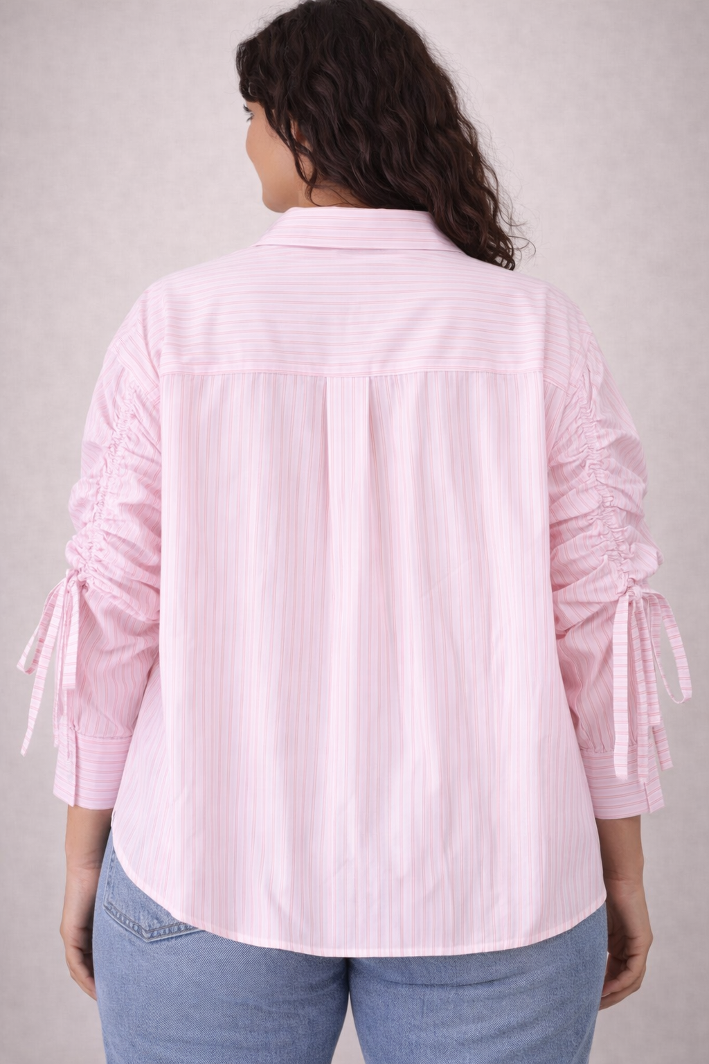 Azzurro blouse achterkant roze gestreept
