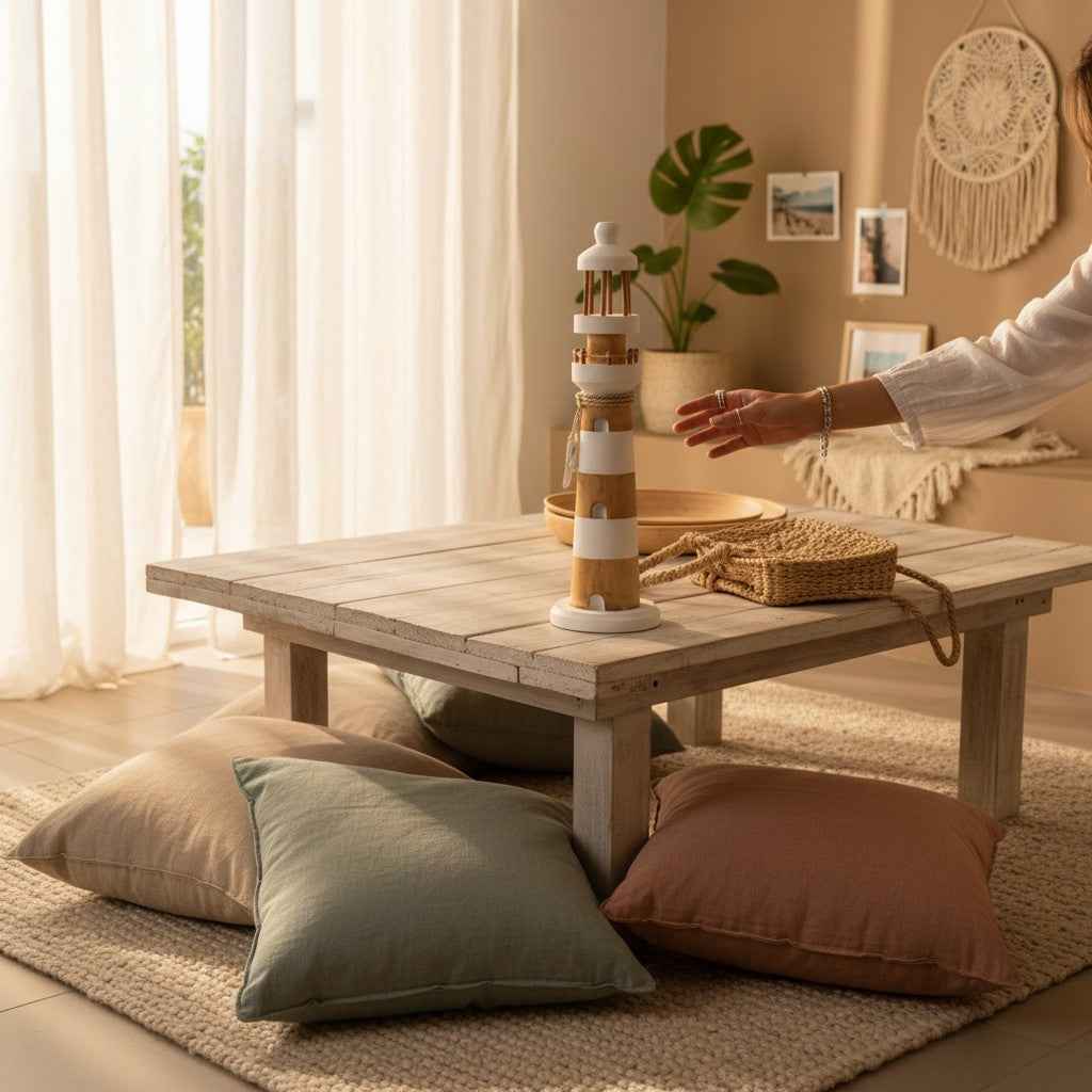 Bali Vuurtoren Decoratie Wit H50 cm