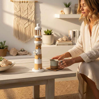 Bali Vuurtoren Decoratie Wit H35 cm