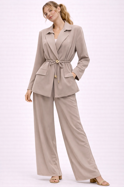 Beige 2-delige blazer set voor dames