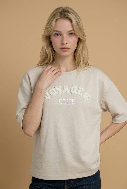 Voyages Club T-Shirt Beige