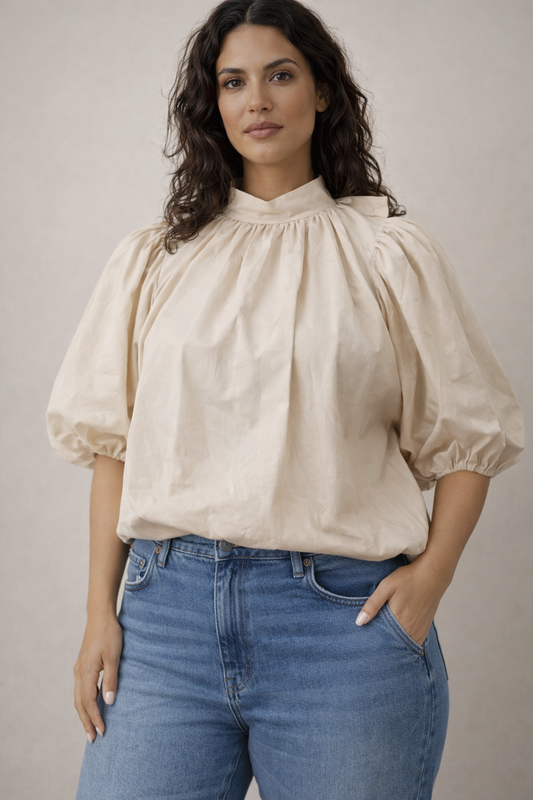 Beige balloon top voorkant
