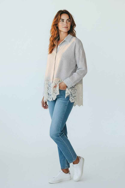 Lace & Strass Blouse Beige